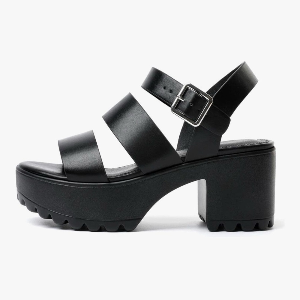 Black Chunky Platform Sandals - Picture 3 of 4